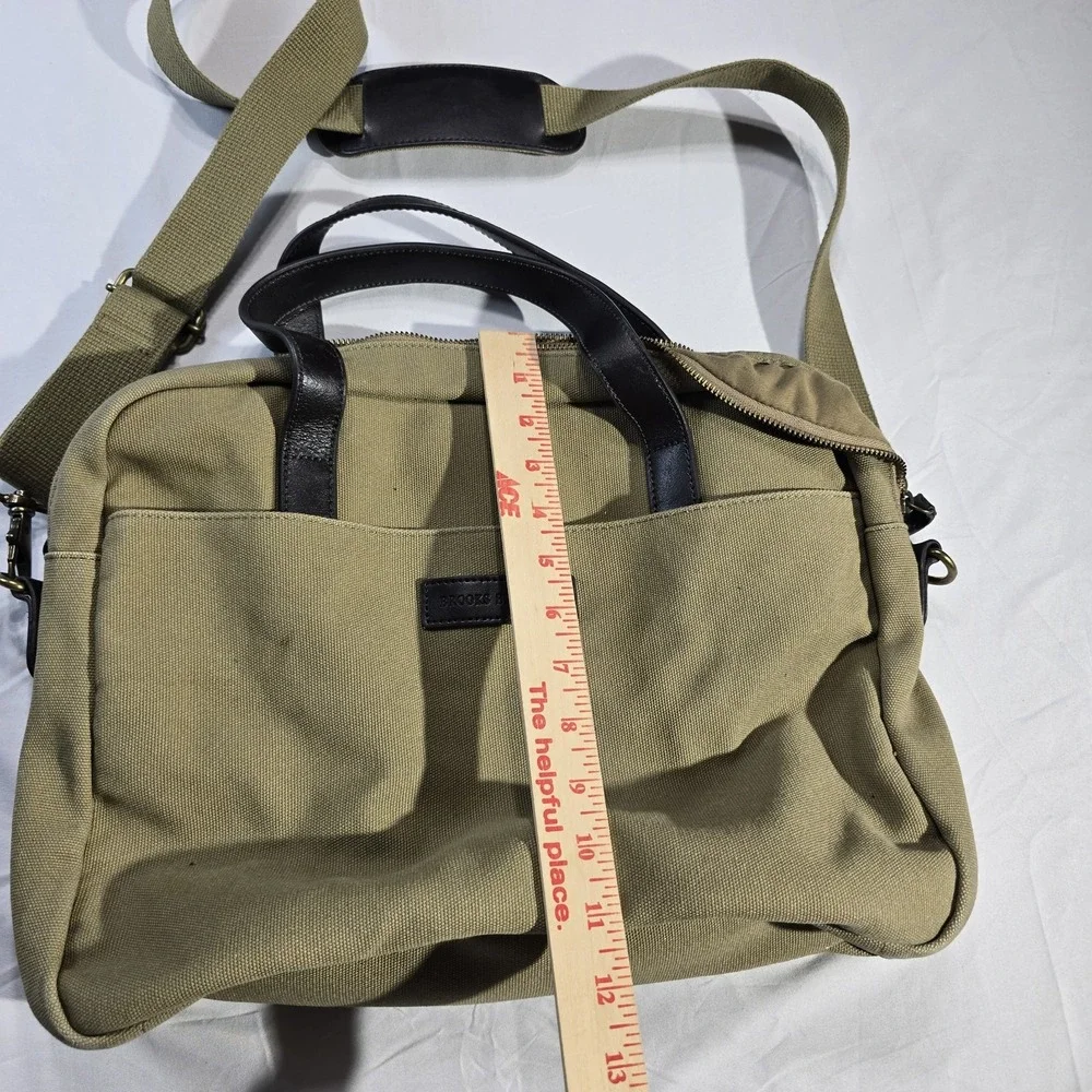 Brooks‎ Brothers Canvas Leather Tan Shoulder Strap office / Travel Bag brown